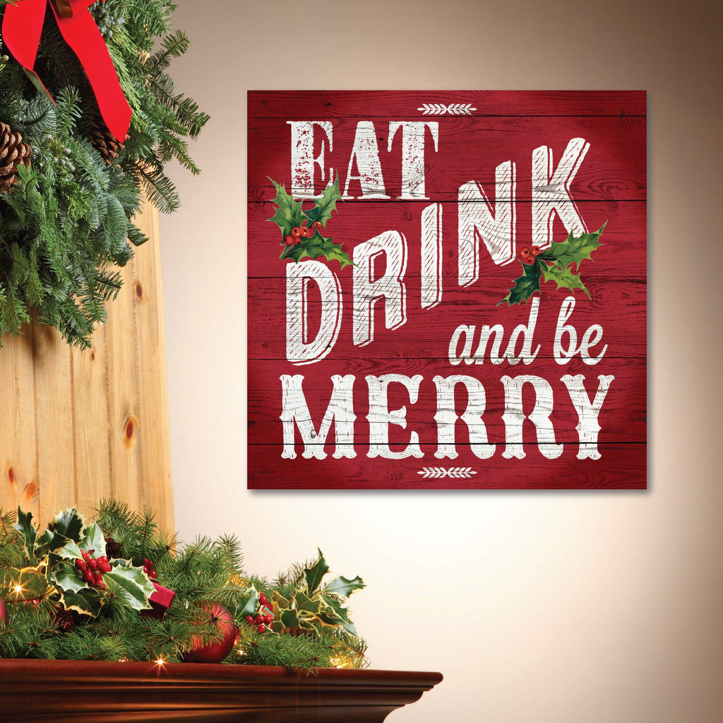 Eat Drink & Be Merry Gallery-Wrapped Canvas Wall Art