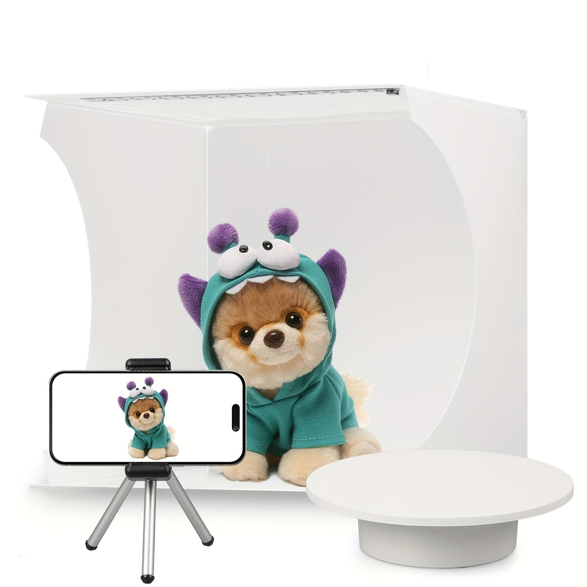 Photo Studio Lightbox Kit with 360 Motorized Turntable 6 Color Backdrops Foldable Fabric Tent for an Everyday Personal Care Routine