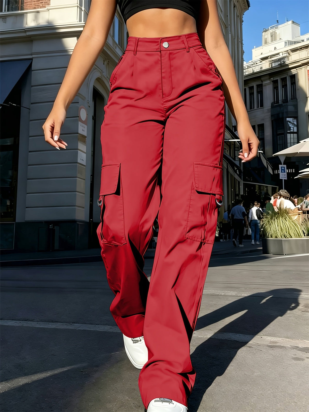 Sadie | High-Waisted Wide-Leg Cargo Trousers
