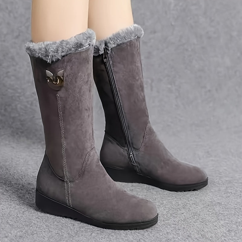 Annalise | Wadenhohe Stiefel mit Fellbesatz
