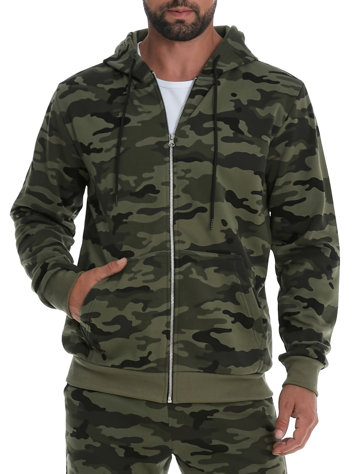 Ronan | Camouflage-Kapuzenjacke mit Reißverschluss