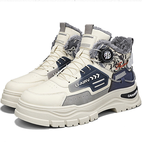 Wasserdichte Martin-Arbeitsstiefel für Herren mit Samtfutter, hoher Schaft, dicke Sohle