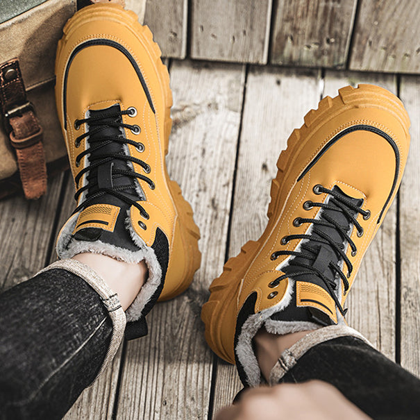 Men's Suede High-Top Martin Boots with Thick Sole for Winter Workwear