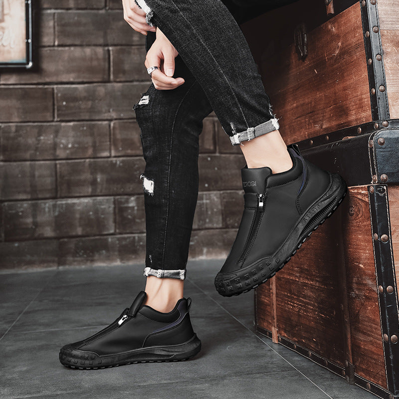 Men’s Low-Top Zipper Slip-On Board Shoes – Sporty & Casual Everyday Wear