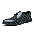 British Style Striped Leather Business Shoes For Men With Breathable Design