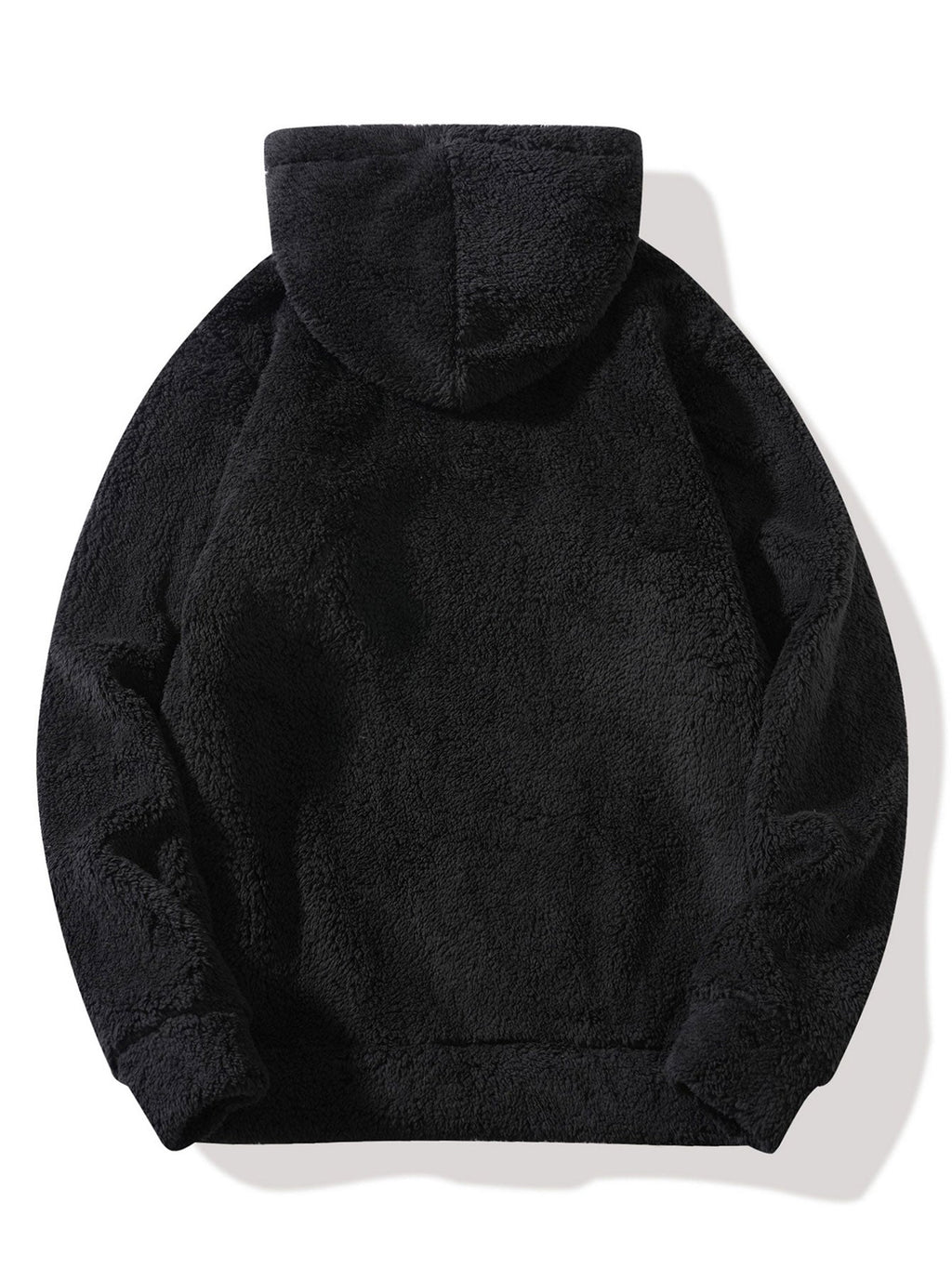 Letter Embroidery Teddy Half-Zip Hoodie