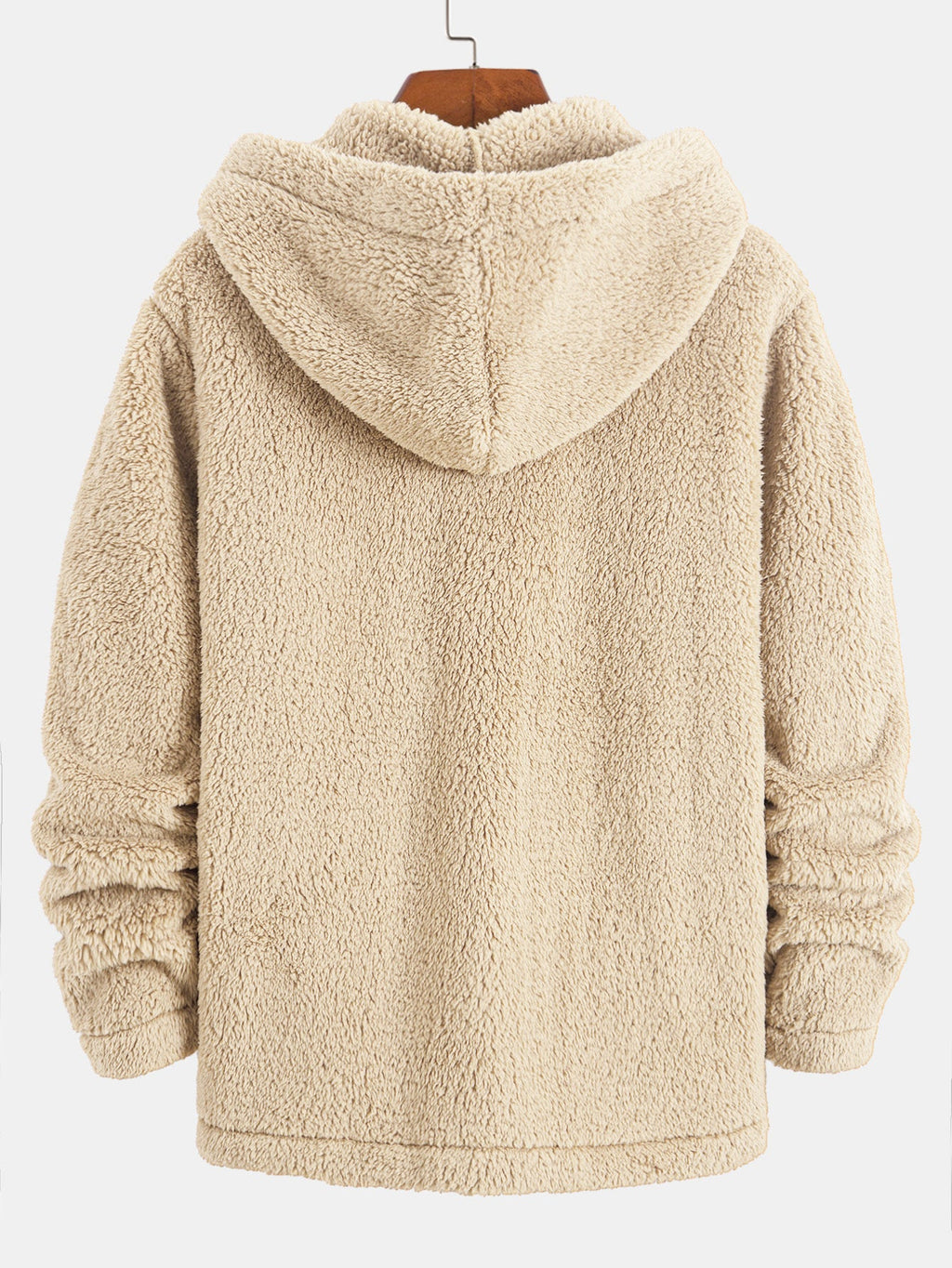 Teddy Fleece Button Up Hooded Coat