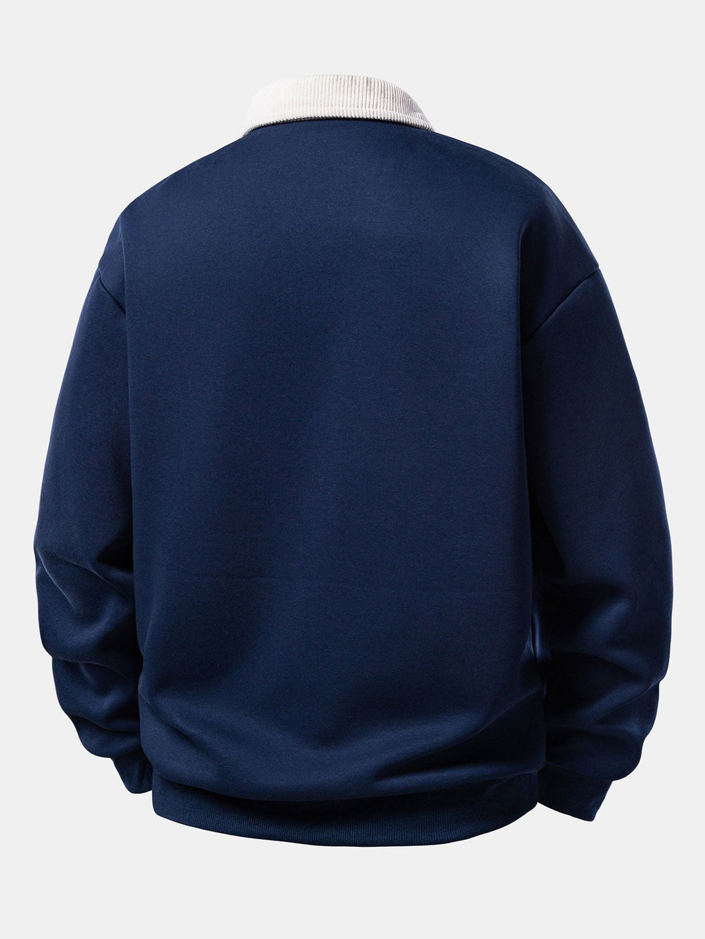 Relax Fit Contrast Corduroy Polo Collar Sweatshirt