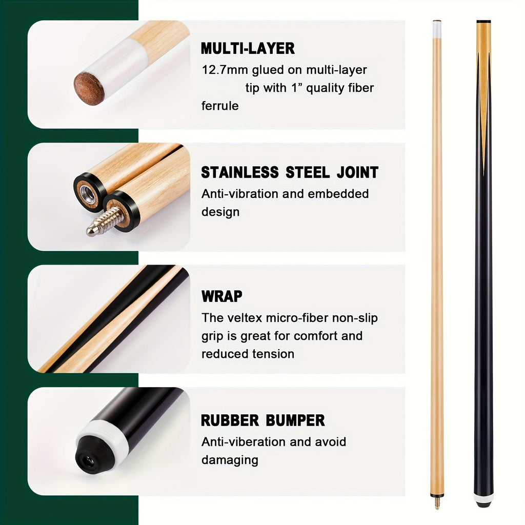 71-Piece Pool Table Accessory Set with Numbered Balls, Cues, Triangle Rack, Chalk, Tips and Brushes