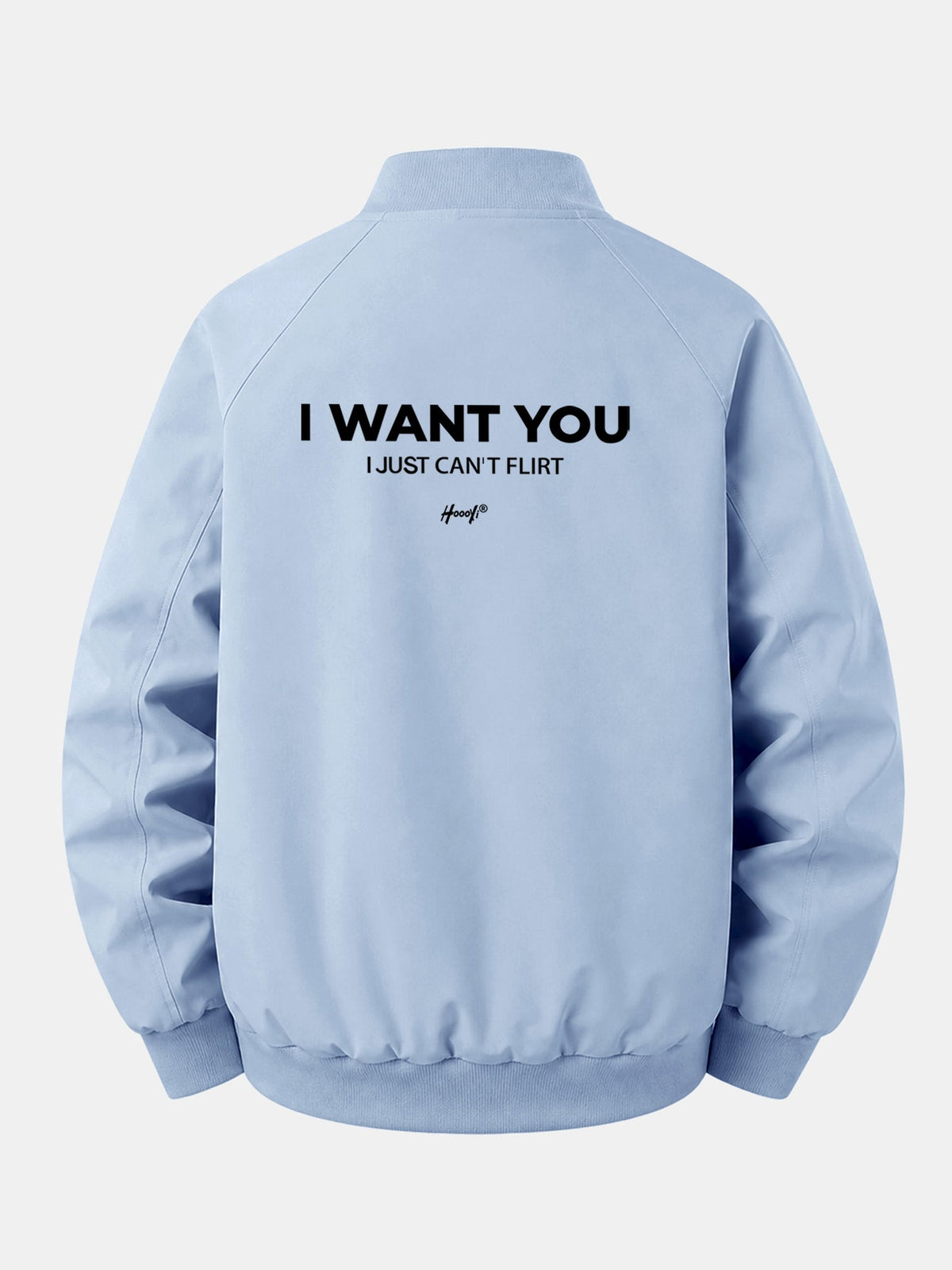 Relax Fit I Want You Back Print Zip-Up Bomber Jacket
