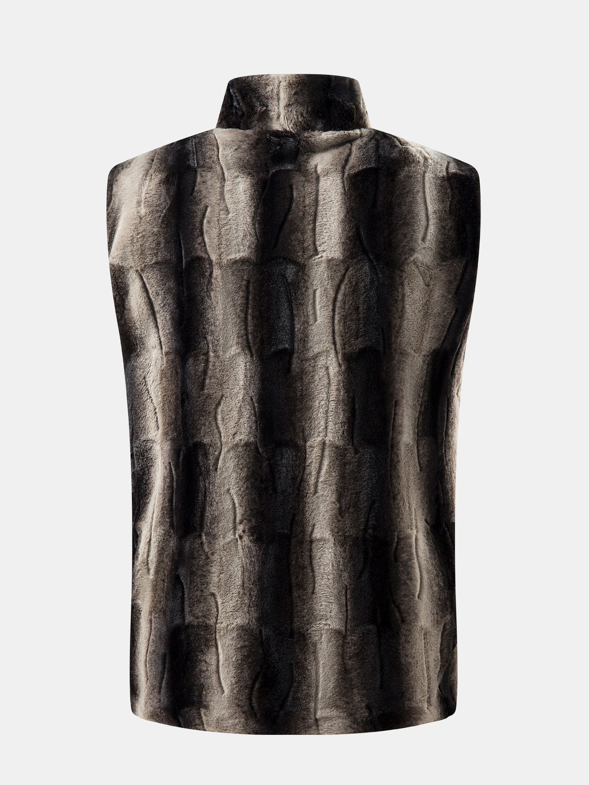 Faux Fur Zip-Up Stand Collar Vest