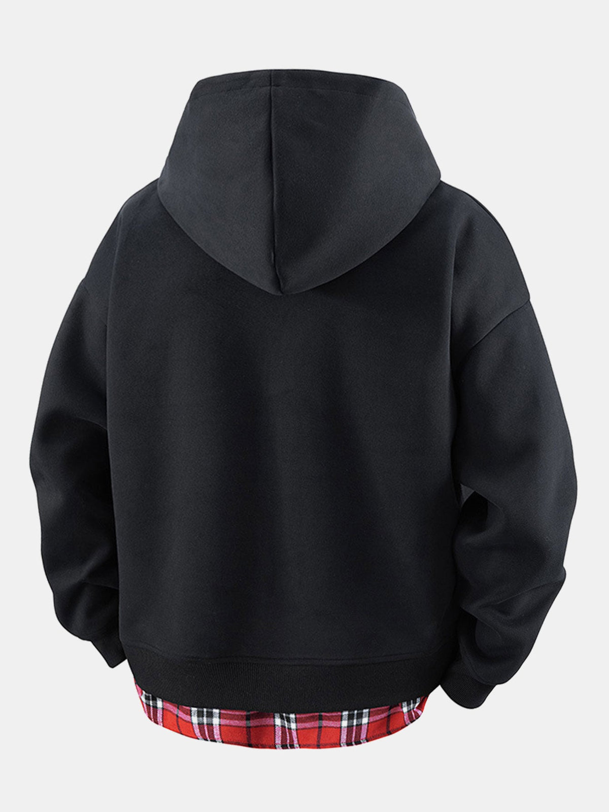 2 In 1 Plaid Zipper Kangaroo Pocket Hoodie