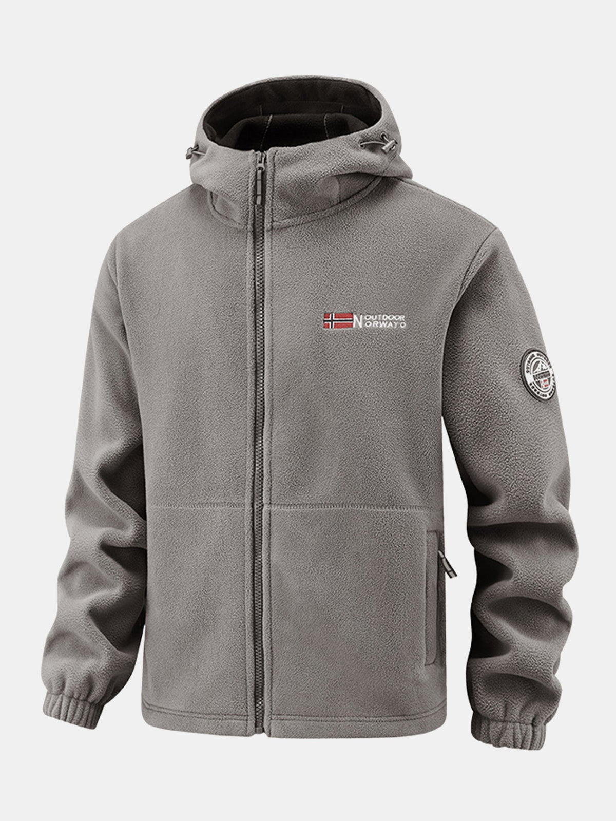 Polar Fleece Zipper Pocket Hooded Coat