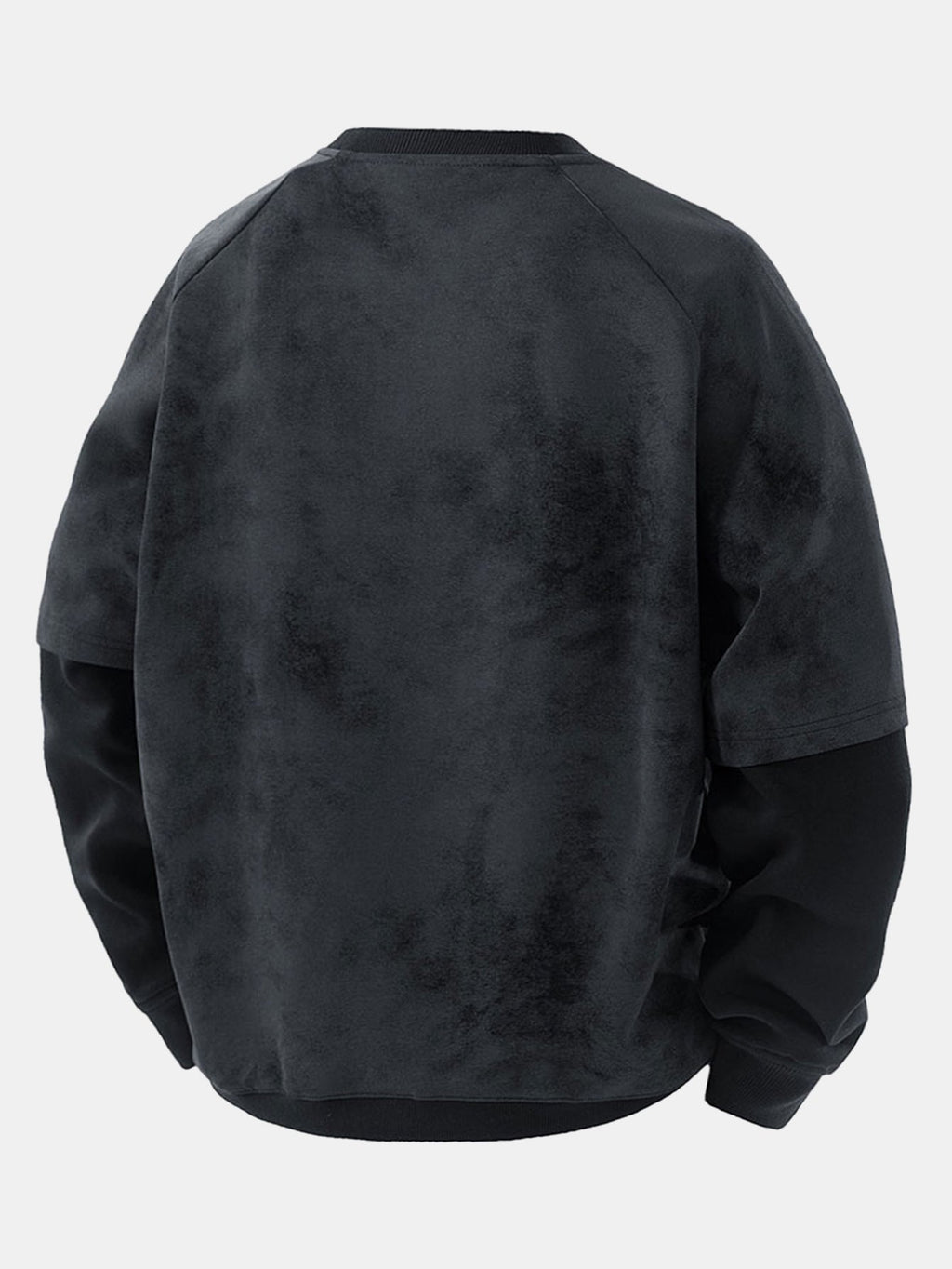 Faded Marble Print Layered Sleeve Crewneck Sweatshirt