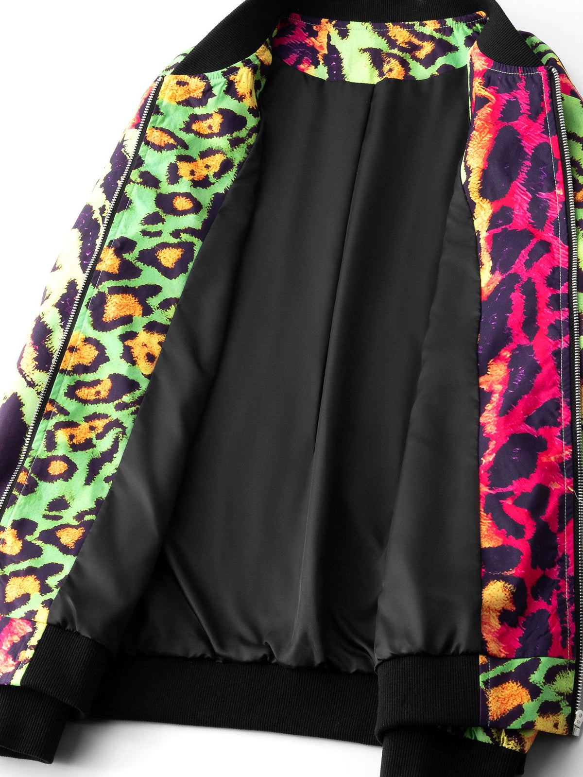 Colorful Leopard Prin Zip-Up Bomber Jacket