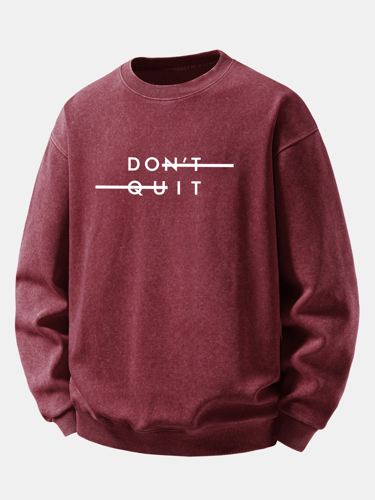 Relaxed Fit Don't Quit Print Washed Distressed Sweatshirt
