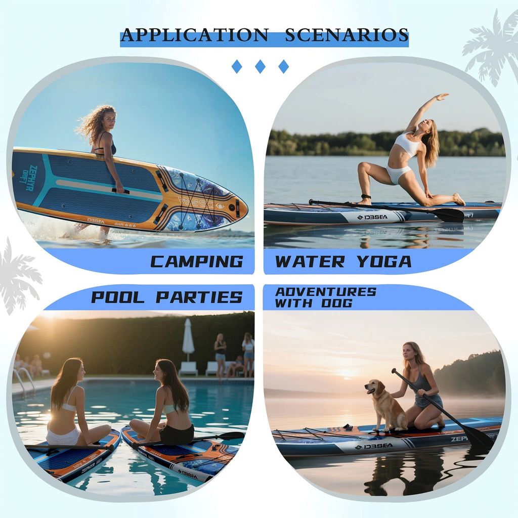 Premium SUP Board 11ft x 35'' Extra Wide Inflatable Paddle Board for Youth Adults with Backpack Waterproof Phone Pouch Paddle Leash Hand Pump US Fins