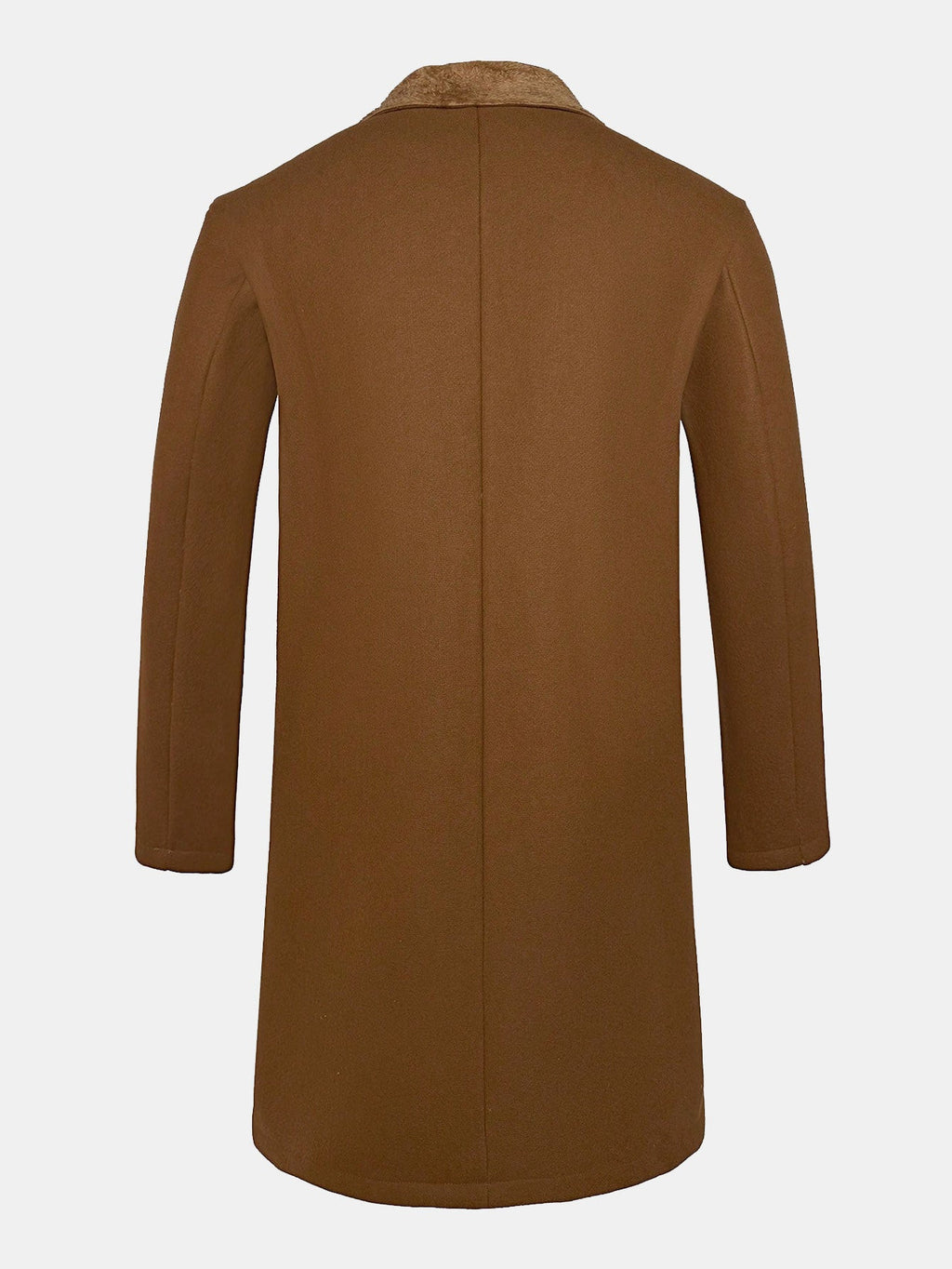 Long Faux Woolen Coat With Teddy Fleece Collar