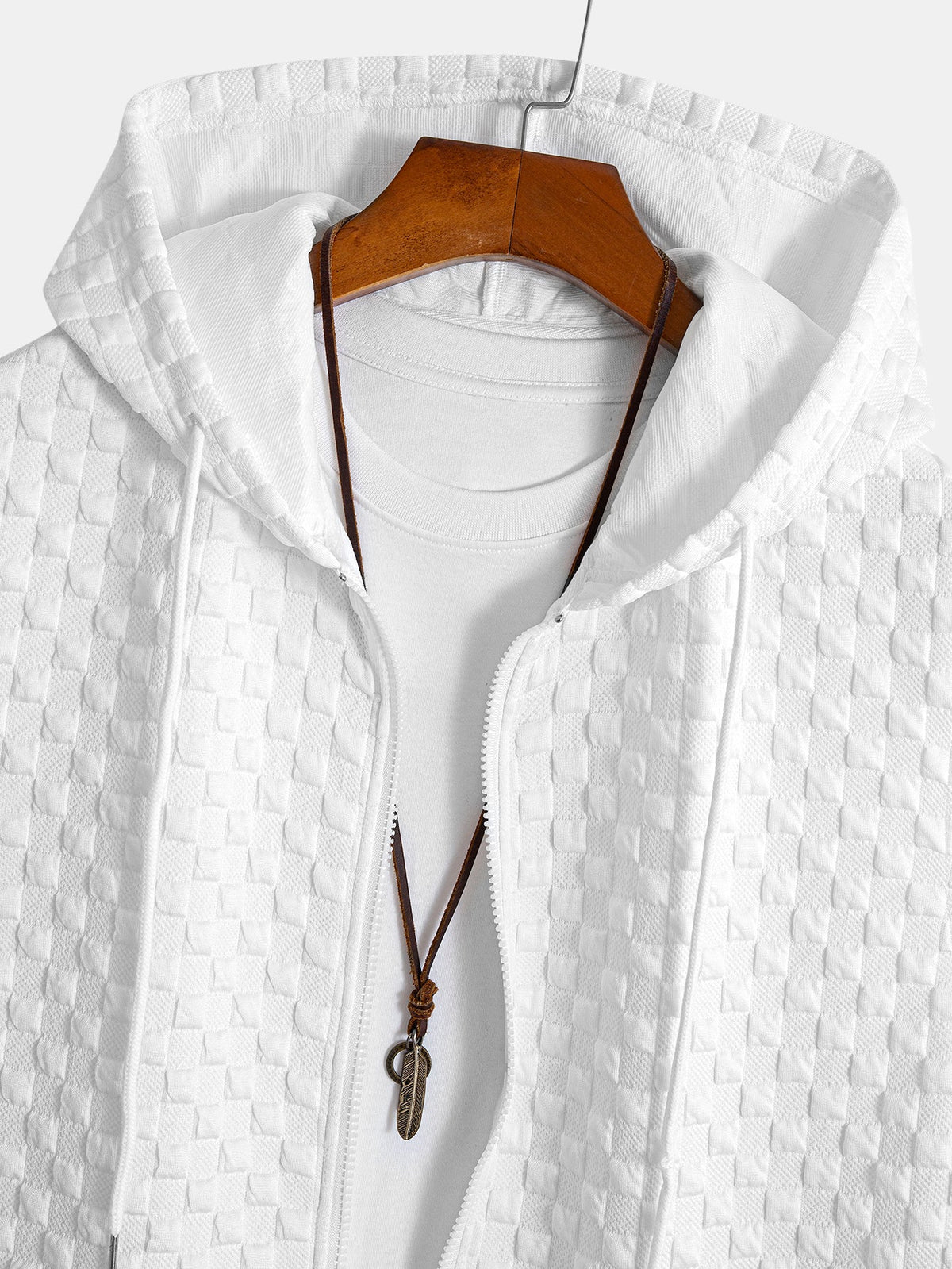Checkerboard Sleeveless Zip Up Hoodie