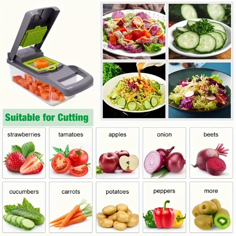 Vegetable Chopper 18-in-1 Upgraded Mandoline Slicer - Professional Onion Chopper Food Dicer Cutter with Container