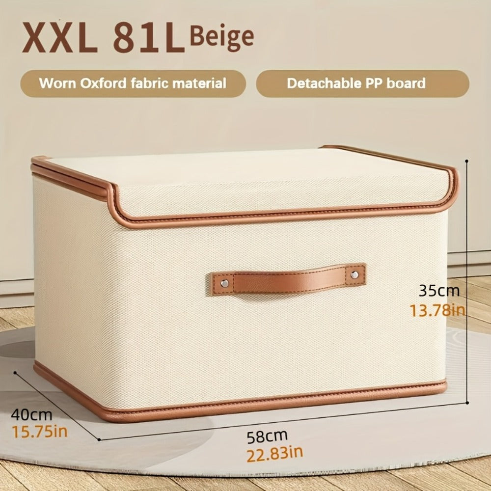Storage Bins, Two-Pack Foldable Lidded Clothes Organizers with Flip-Top Closure for Under-Bed or Closet Storage