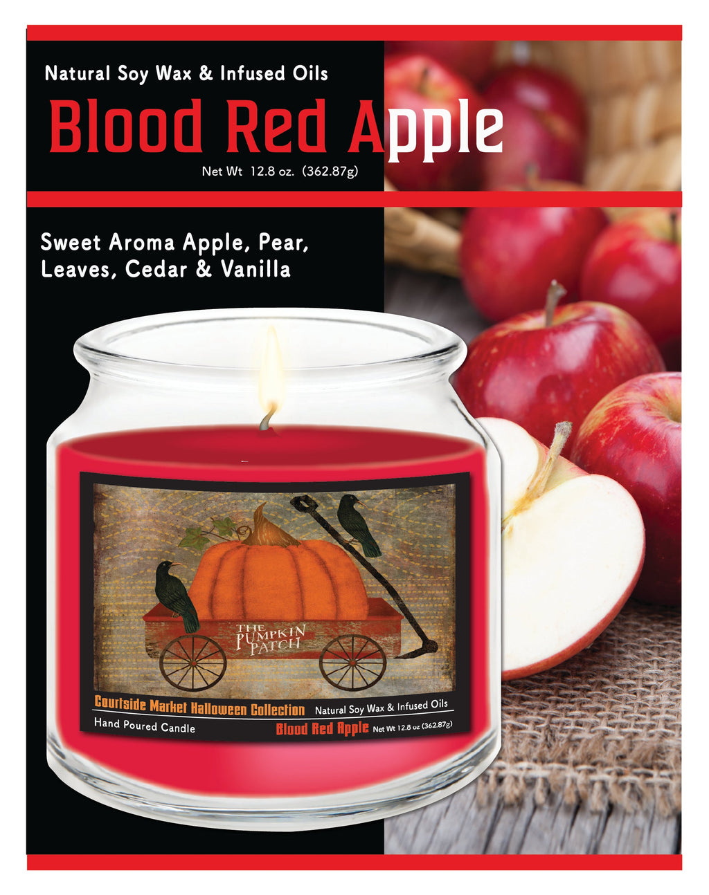 Fall Wagon 12.8 Oz Candle Glass Jar with Brushed Silver Metal Lid