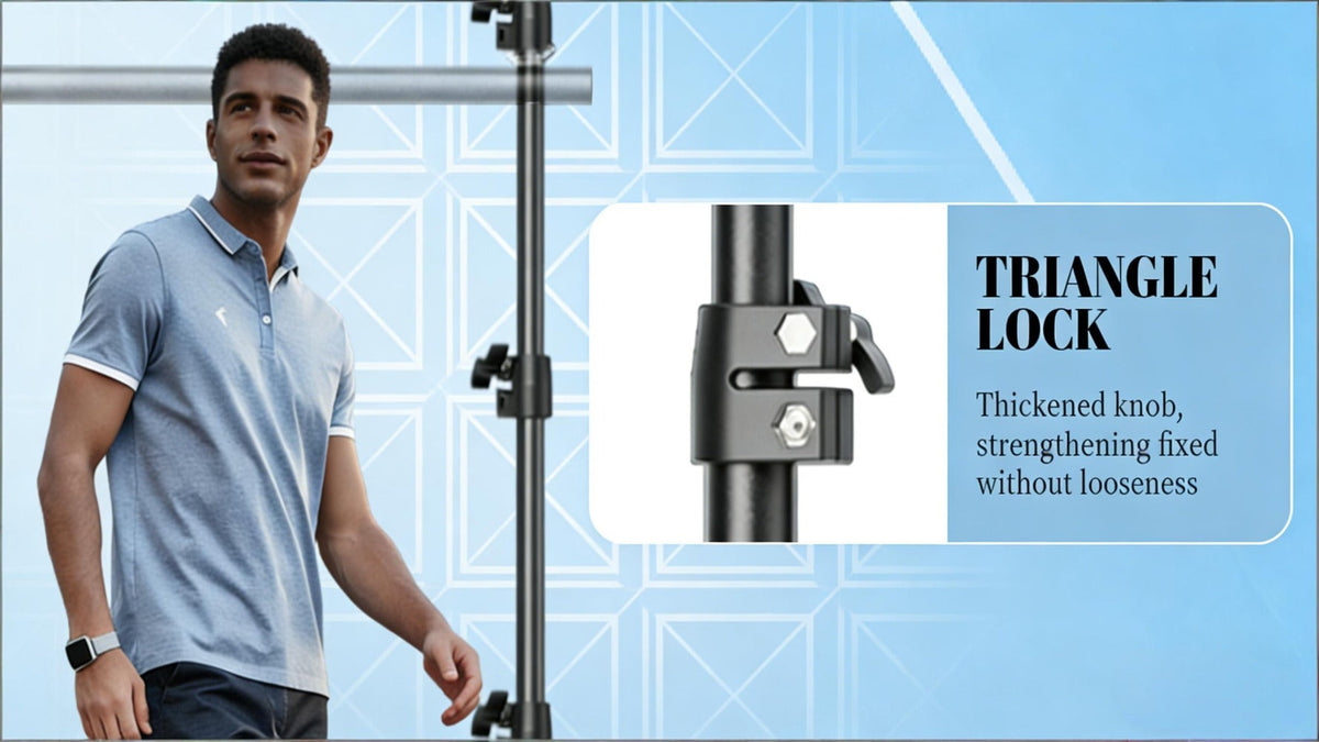Adjustable Photography Backdrop Stand Kit in 10 x 7-Foot Size with Two Tripods, Four Crossbars, Four Clamps and Carry Bag