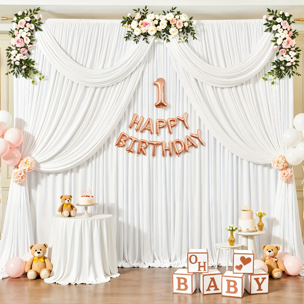 Two-Panel 10 x 10 ft Backdrop Curtain Set with Pole Pockets and 16 Color Options for Events