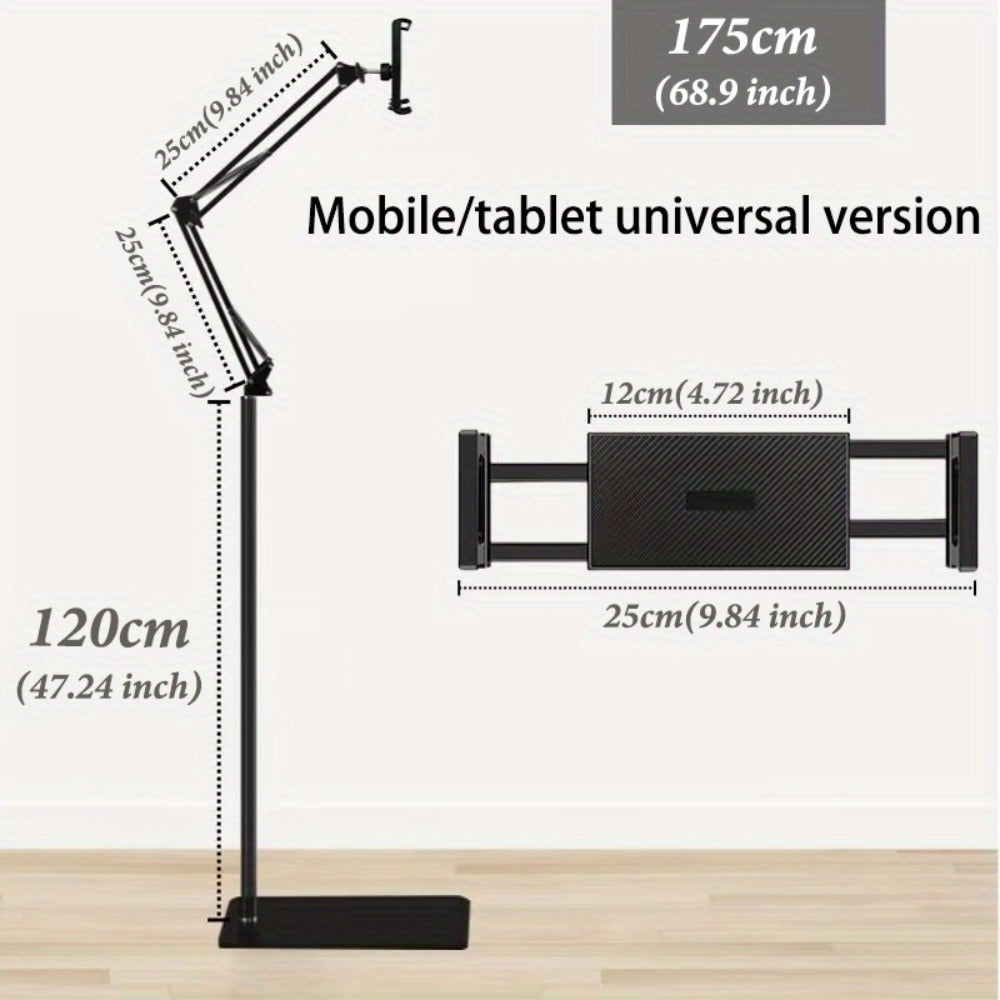 Phone Stand with Flexible Gooseneck Arm and Rotating Holder, 68.9-Inch Metal Support for Hands-Free Viewing