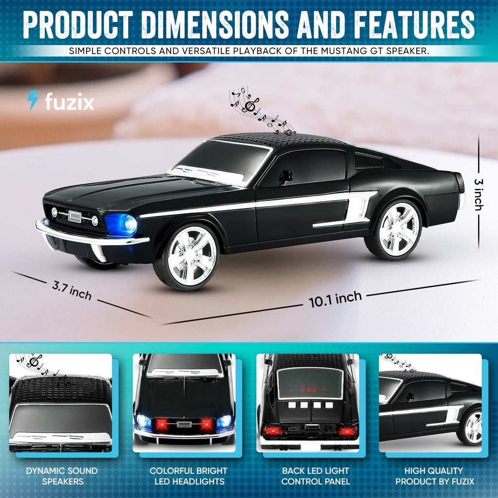 Fuzix WS-1967 Classic Car Bluetooth Speaker with LED Lights | Retro Replica Wireless Stereo, FM Radio, USB/TF/AUX, Built-in Mic, Rechargeable – Novelty Gift for Car Enthusiasts, Home, Travel & Parties