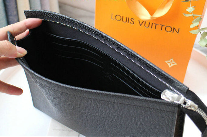 Louis Vuitton Slim Bifold Wallet — Black Leather & Gold LV