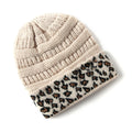 Tarver Beanie mit Leopardenmuster und Umschlag, Zopfstrick – warm, winddicht, 10 Farben
