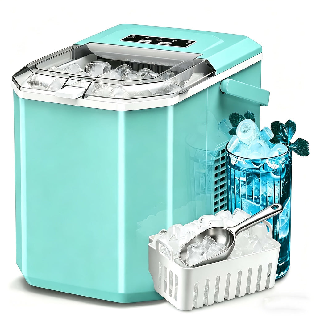 Countertop Ice Maker Per Day - 9 Ice Cubes Ready in 6 Minutes, Portable Ice Machine with Self-Cleaning