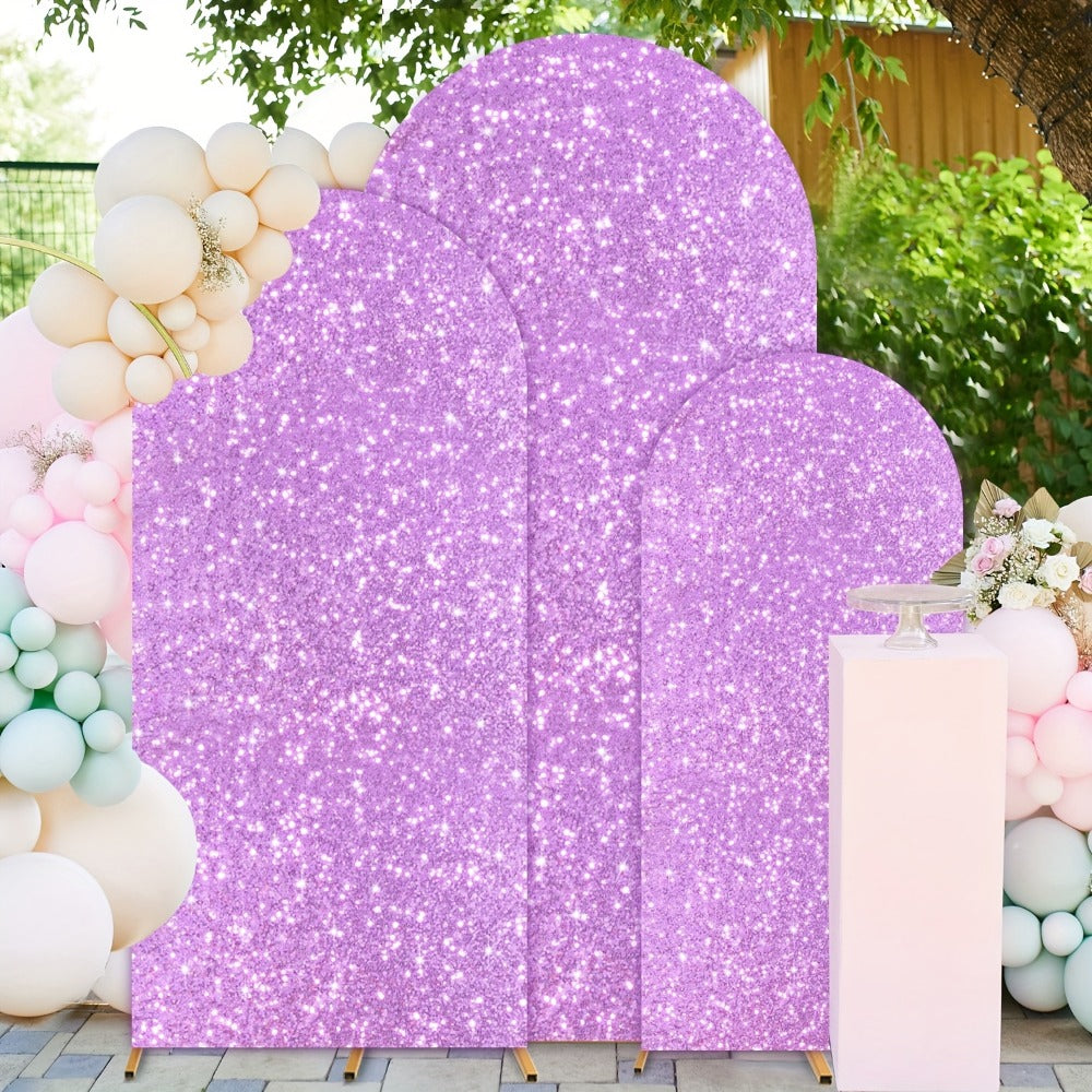 Sequin Wedding Arch Cover Set 3pcs, 6ft 6.6ft 7.2ft Metallic Spandex Payette Glitter Arch Backdrop Cover for Wedding Ceremony