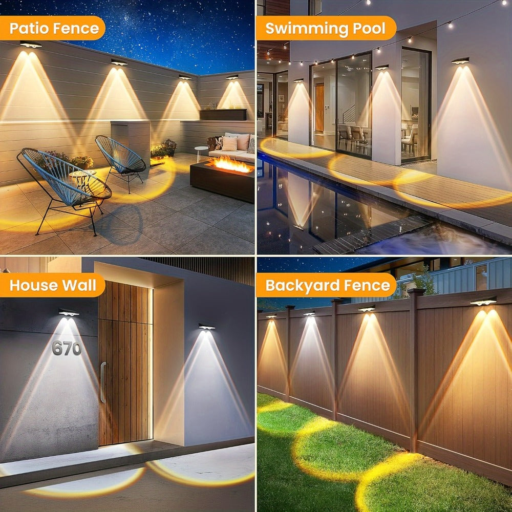 Solar Garden Light, Fence Wall Fixtures 9 Modes, Dusk Sensor and 4 or 8-Pack for Outdoor Garden Decor