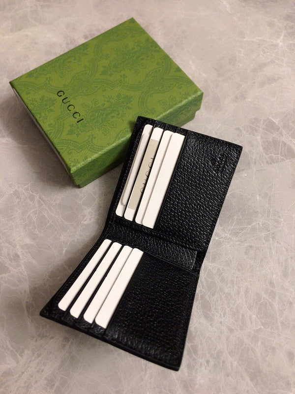 Gucci Animalier Bee Bifold Wallet – Black Leather Antique Gold