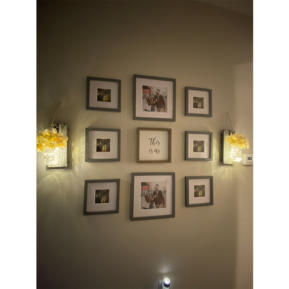 Mason Jar Wall Sconces Set of 2 - Rustic Farmhouse Wall Decor with Ivory Hydrangea Flowers