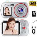 Digital Camera 2.5K Dual-Screen Compact with 72MP Capture Marking, Autofocus, Included 32GB Card and Four Colors