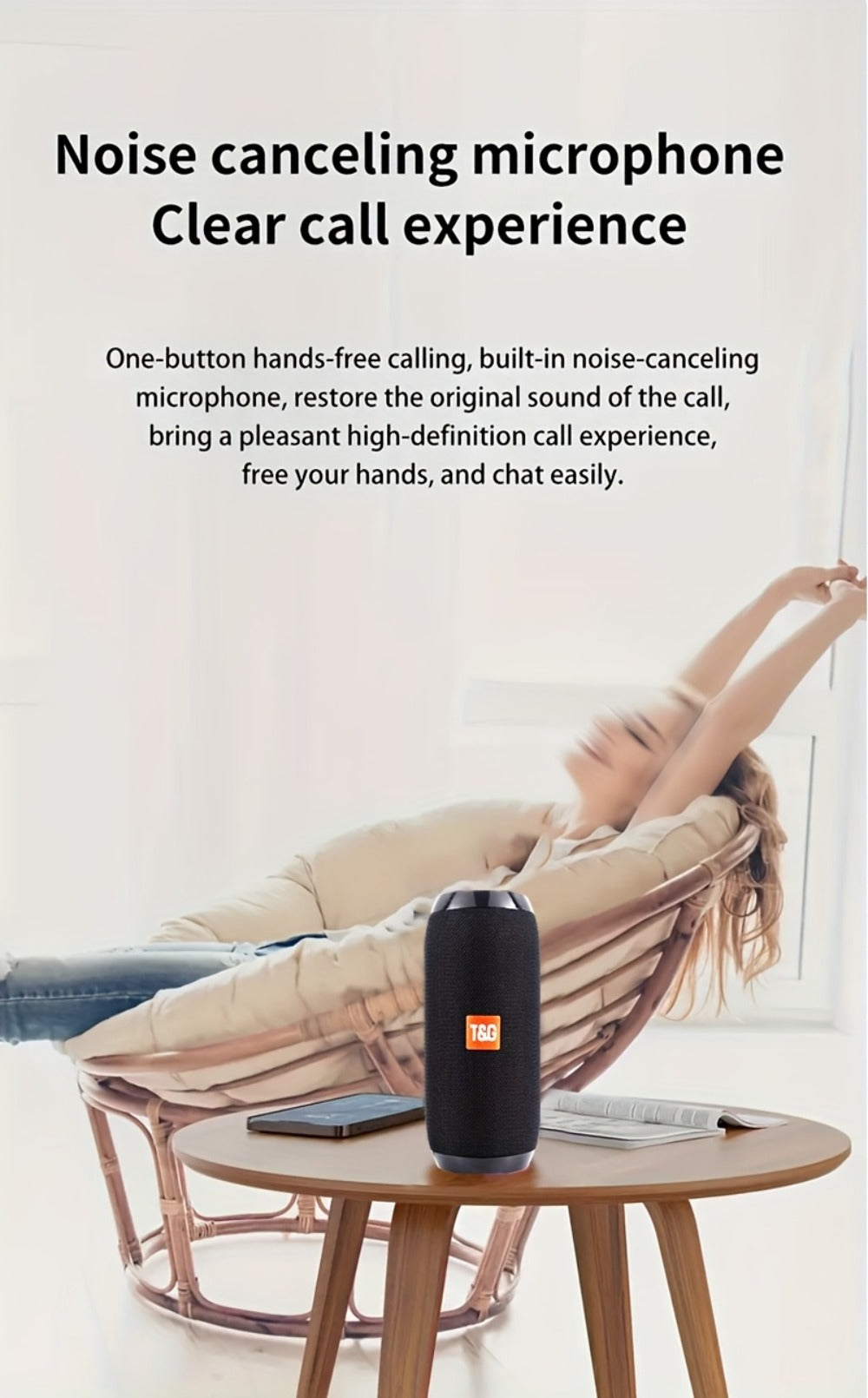 Portable Bluetooth Speaker TG117 with 10W Output, IPX4, 1200mAh Battery, 33ft Range and Mic