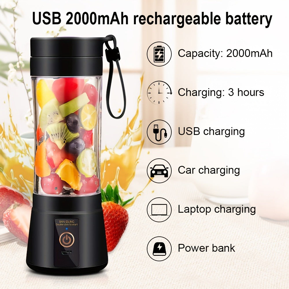 Blender Cup with USB Rechargeable 380ML and 6 Blades for Smoothies