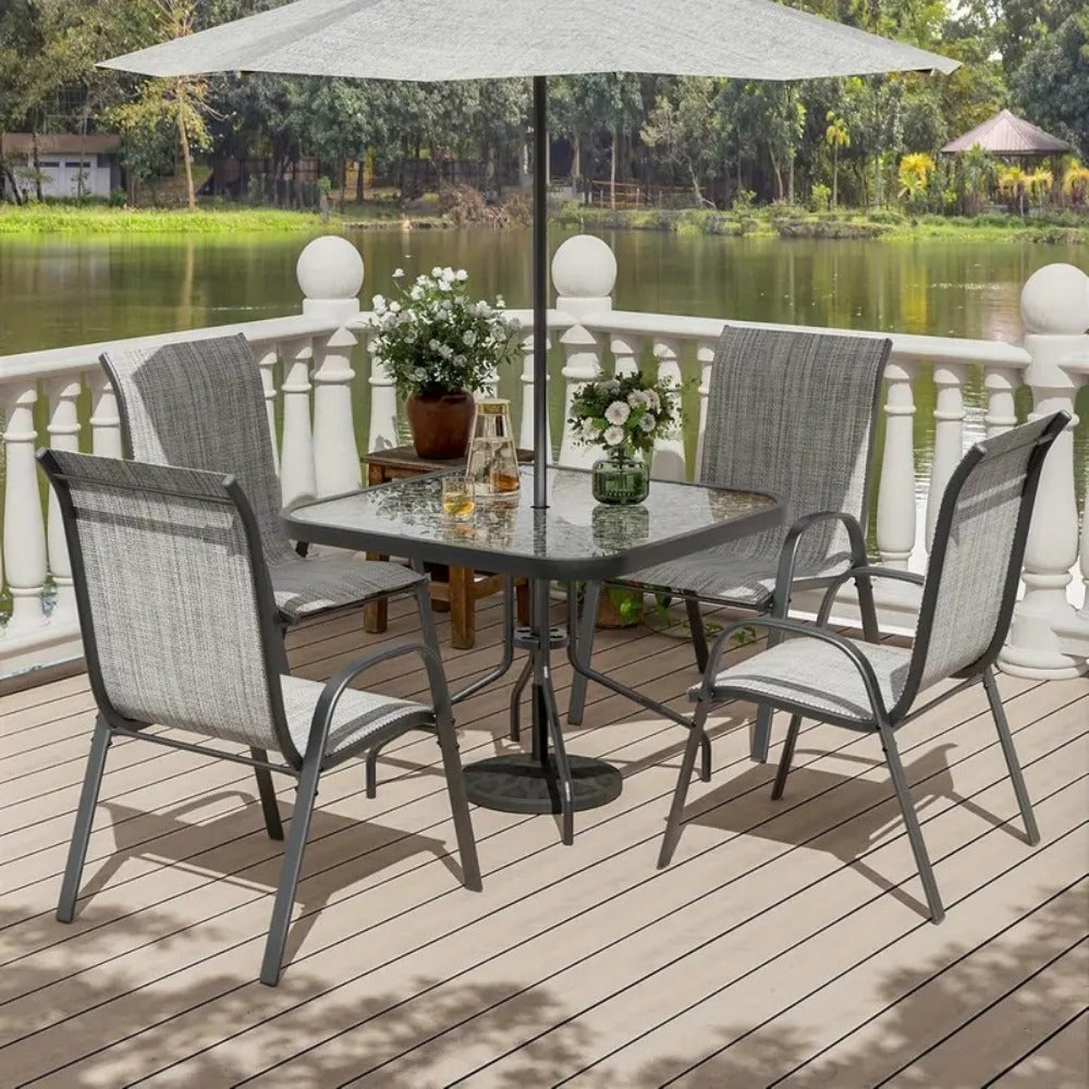 5-Piece Patio Dining Set with Stackable Design for Practical Everyday Home Use