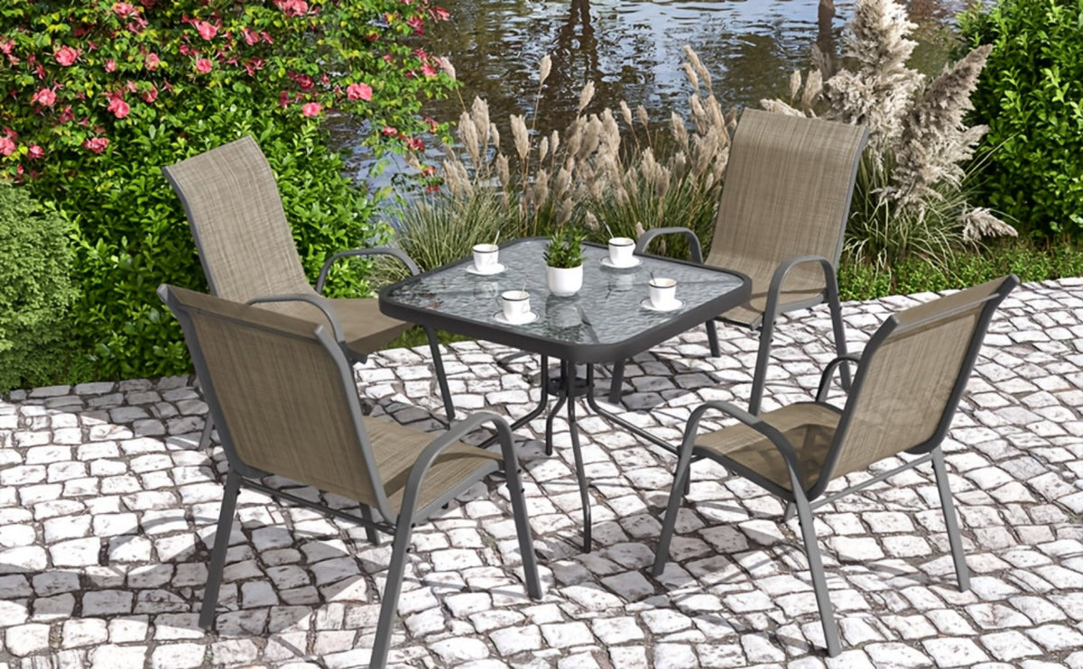 5-Piece Patio Dining Set with Stackable Design for Practical Everyday Home Use