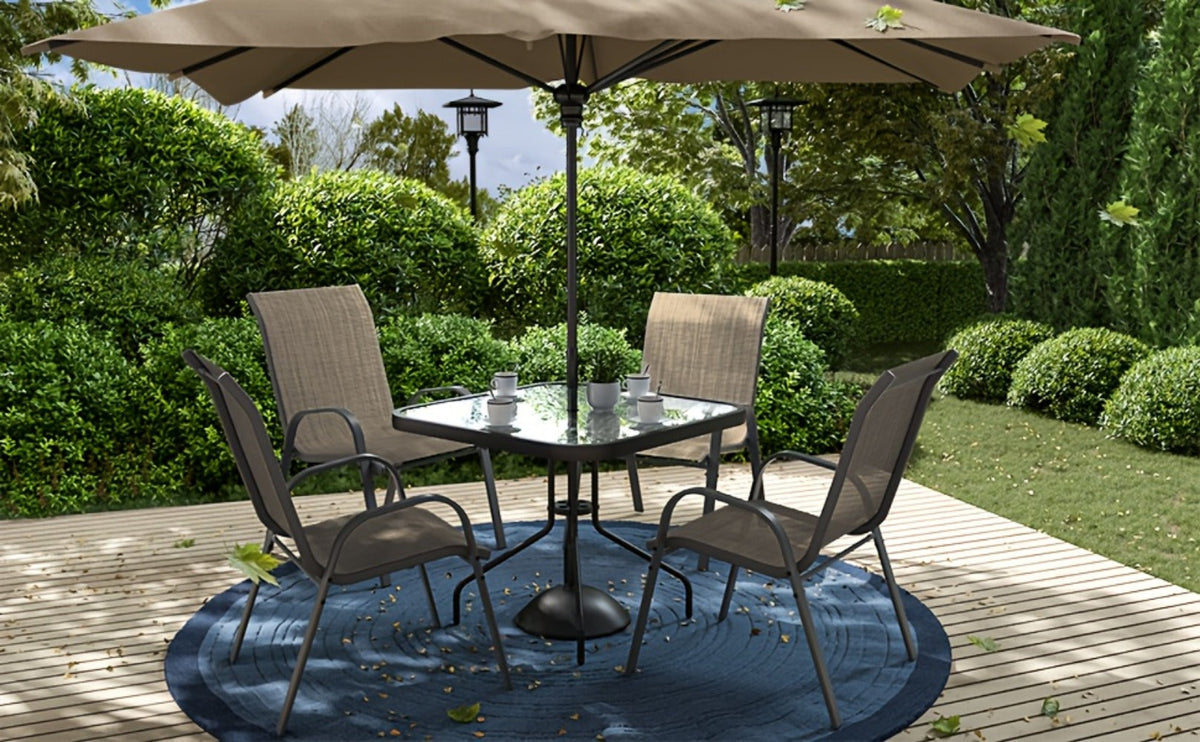 5-Piece Patio Dining Set with Stackable Design for Practical Everyday Home Use