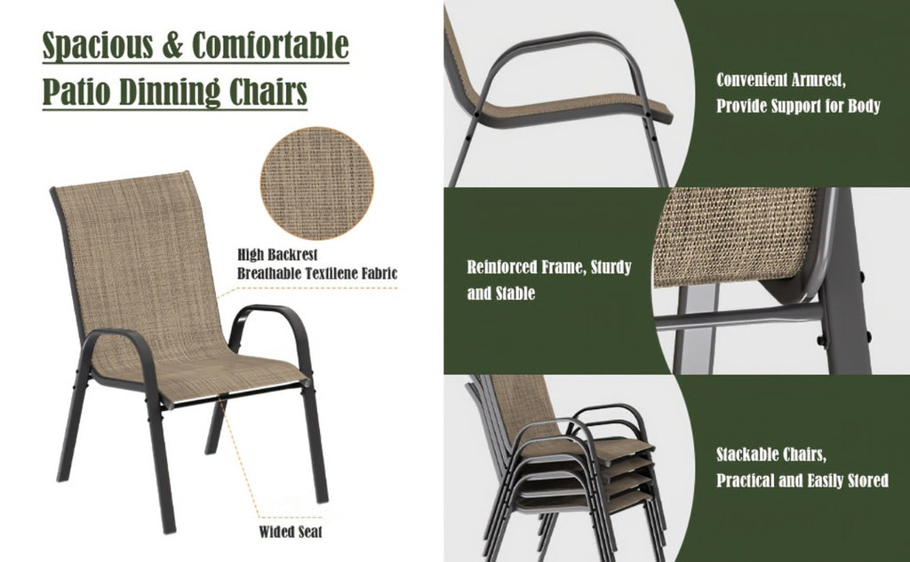 5-Piece Patio Dining Set with Stackable Design for Practical Everyday Home Use