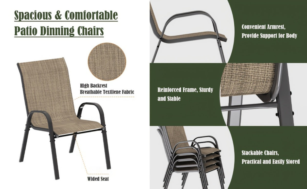 5-Piece Patio Dining Set with Stackable Design for Practical Everyday Home Use