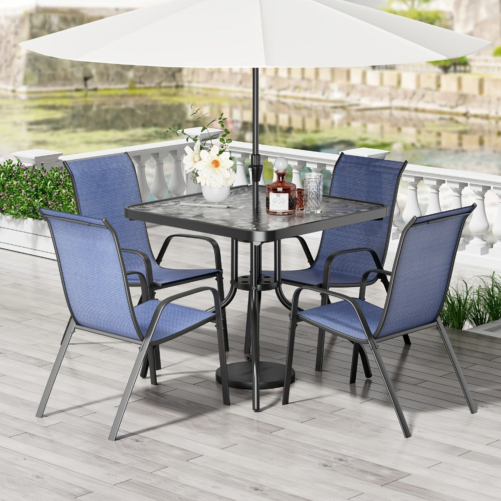 5-Piece Patio Dining Set with Stackable Design for Practical Everyday Home Use