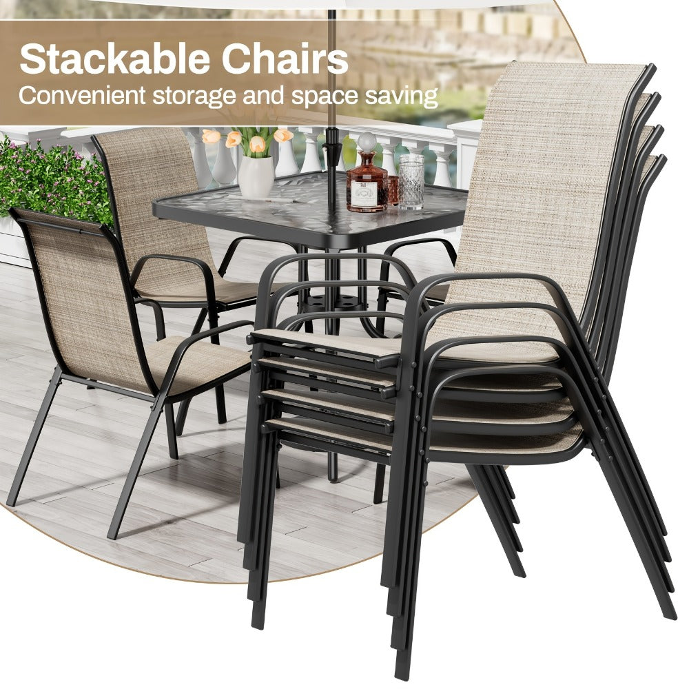 5-Piece Patio Dining Set with Stackable Design for Practical Everyday Home Use