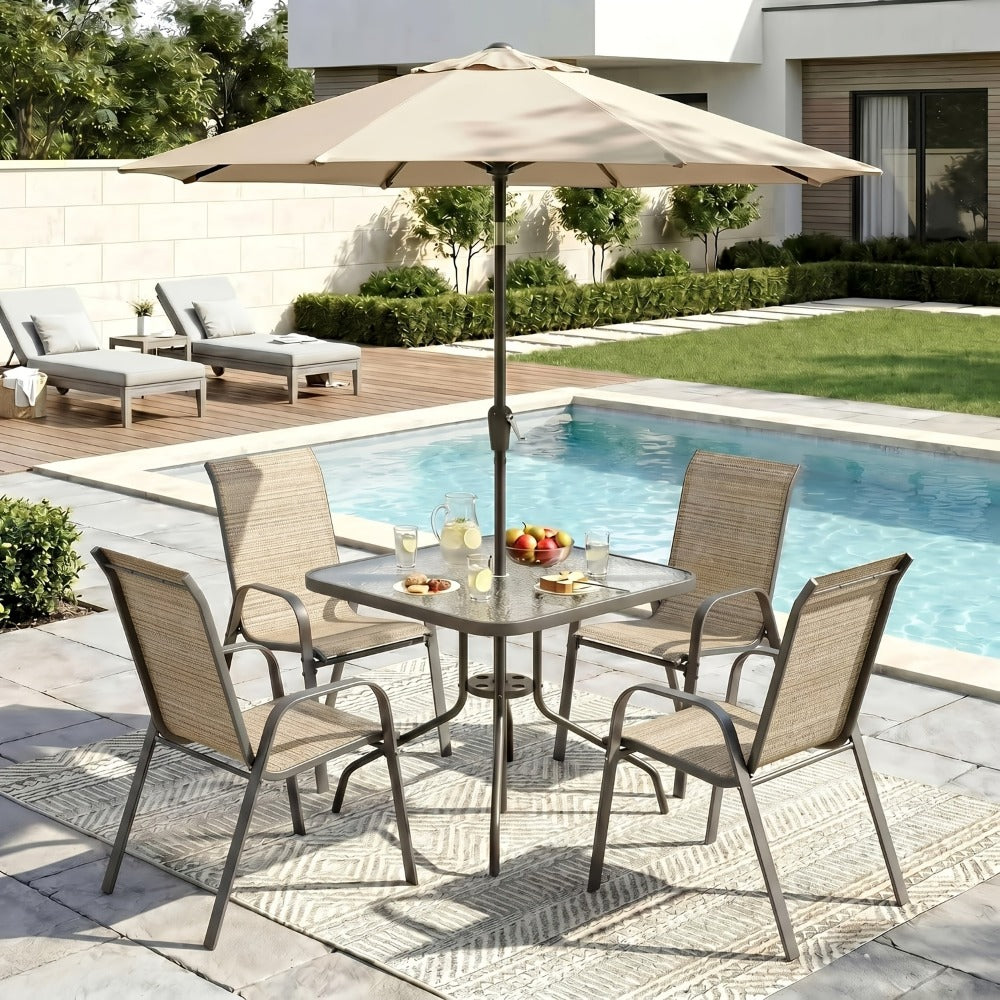 5-Piece Patio Dining Set with Stackable Design for Practical Everyday Home Use