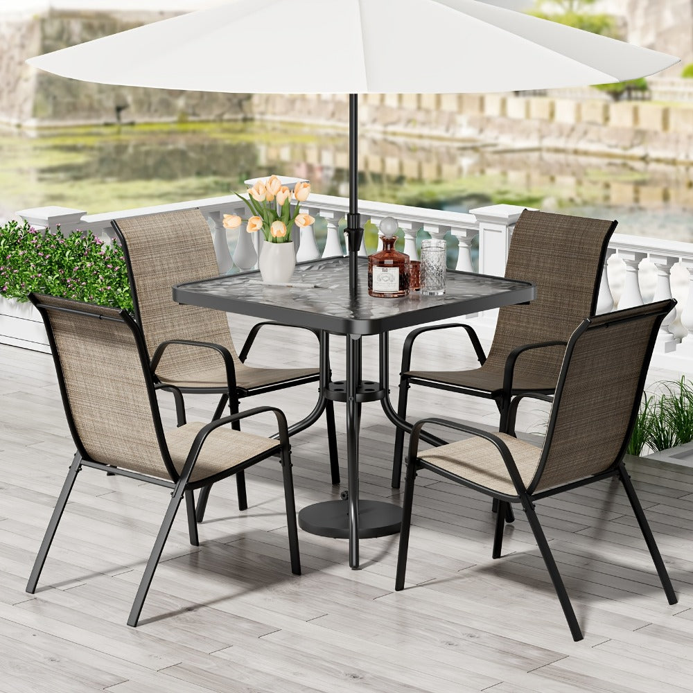 5-Piece Patio Dining Set with Stackable Design for Practical Everyday Home Use