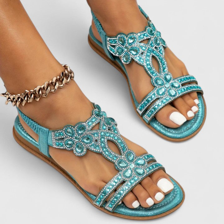 Michelle | Stilvolle orthopädische Sandalen mit Perlen